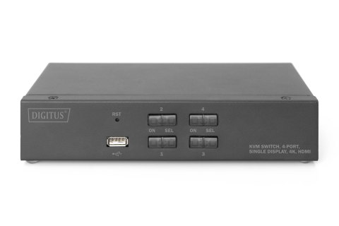 Przełącznik KVM, 4-portowy, pojedynczy wyświetlacz, 4K, HDMI