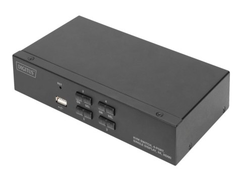 Przełącznik KVM, 4-portowy, pojedynczy wyświetlacz, 4K, HDMI