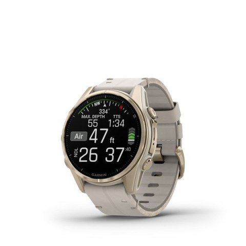 Garmin Fenix 8 43mm AMOLED Sapphire Tytan Soft Gold ze skórzanym paskiem Limestone