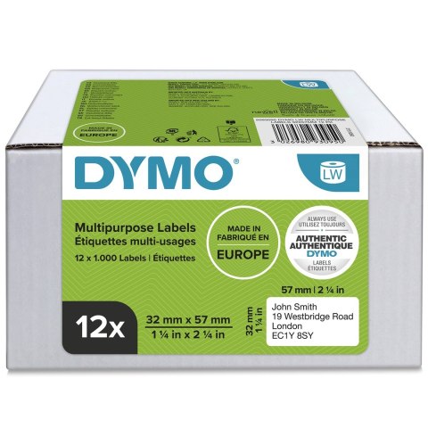 Etykiety Dymo do różnych zastosowań 57x32mm białe 2093095 12 rulonów