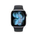 Apple Watch Series 11 GPS + Cellular 42mm Aluminiowa koperta w kolorze gwiezdnej szarości z czarnym paskiem sportowym - S/M (MF8