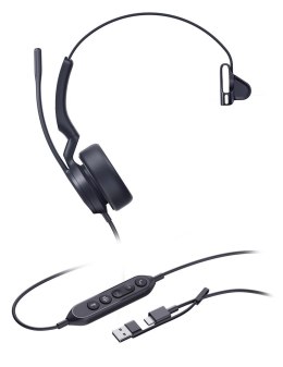 Yealink UH44 Mono Teams USB-C/A Zestaw słuchawkowy Przewodowa Opaska na głowę Biuro/centrum telefoniczne USB Type-C / USB Type-A