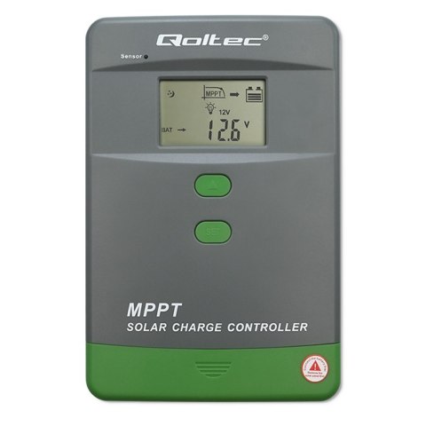 Solarny regulator ładowania MPPT Qoltec 53664 z czujnikiem temperatury 50A |12V / 24V | LCD | Bluetooth | APP | GEL | LiFePO4