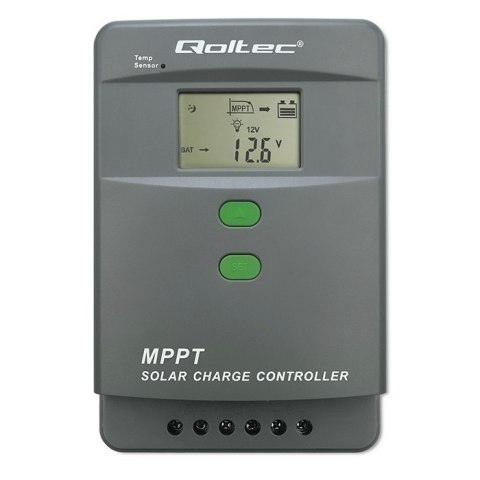 Solarny regulator ładowania MPPT Qoltec 53664 z czujnikiem temperatury 50A |12V / 24V | LCD | Bluetooth | APP | GEL | LiFePO4
