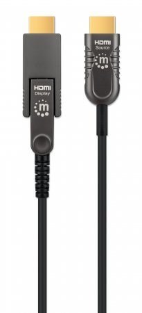 Aktywny kabel światłowodowy MANHATTAN High Speed z odłączanym złączem 4K@60Hz UHD, HDMI męski na Micro HDMI męski (typ D) i odłą