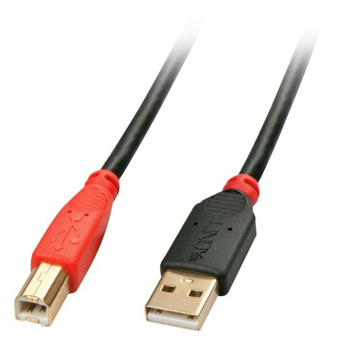 Lindy 42761 kabel USB USB 2.0 10 m USB A USB B Czarny, Czerwony
