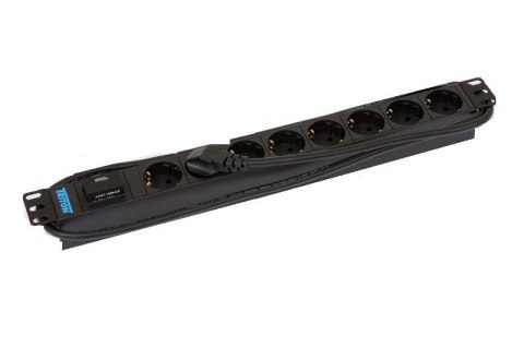 Listwa zasilająca Bachmann 19" ALU 1U SS, 8-drożna 35, szara, 2,0m, bez wyłącznika