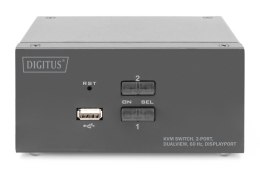 Przełącznik KVM, 2 portowy, 4K 60Hz, 4xDP IN, 2xDP OUT, 2xUSB A, 2x Audio IN&OUT