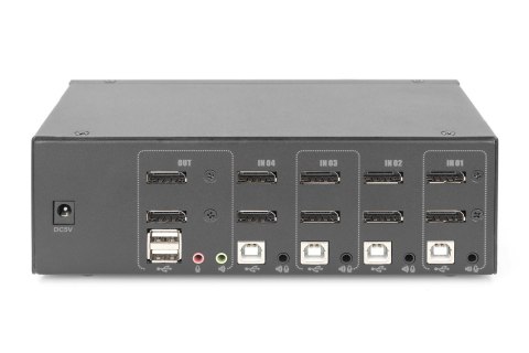 Przełącznik KVM, 4 portowy, 4K 60Hz, 8xDP IN, 2xDP OUT, 2xUSB A, 2x Audio IN&OUT