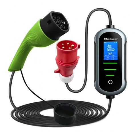 Qoltec Mobilna ładowarka do samochodu elektrycznego EV i hybryd z regulacją 2w1 Typ2 | 7kW | 230V | CEE 32A | Wi-fi | TUYA | SMA