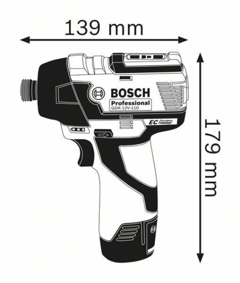 Bosch 0 601 9E0 005 klucz zasilany 1/4" 3100 RPM 110 N·m Czarny, Niebieski 12 V