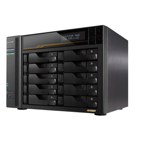 NAS Asustor AS6810T; Tower; 10x (3.5" SATA HDD/ 2.5" SSD); AMD Ryzen Embedded V3C14; 16G ECC DDR5 SODIMM (max. 64GB), 2x 10GbE, 