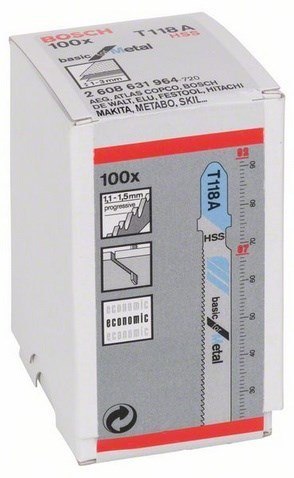 Bosch 2 608 631 964 wyrzynarka, piła wyrzynarkowa oraz ostrze do piły tarczowej Ostrze wyrzynarki Stal szybkotnąca (HHS) 100 szt