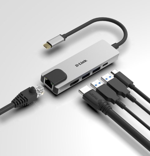 Adapter D-Link DUB-M520 - Przewodowy - Thunderbolt 3 - 60 W - 10,100,1000 Mbit/s - IEEE 802.3 - IEEE 802.3ab - IEEE 802.3az - IE