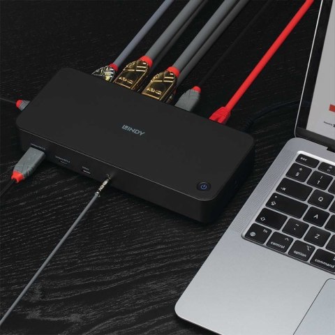 Uniwersalna, hybrydowa stacja dokująca USB typu C i A do laptopa z obsługą 3x4K (DP, HDMI)