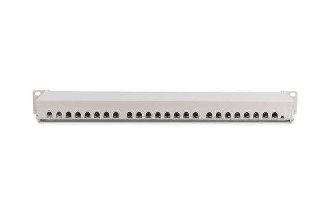 Digitus Panel krosowy (patch panel) 19'' 24x RJ45, LSA poziom, kat.6, ekranowany, 1U, szary, prowadnica kabli
