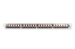 Panel krosowy high density 19'' 24x RJ45, LSA poziom, kat.6A, ekranowany, 0.5U, szary, prowadnica kabli