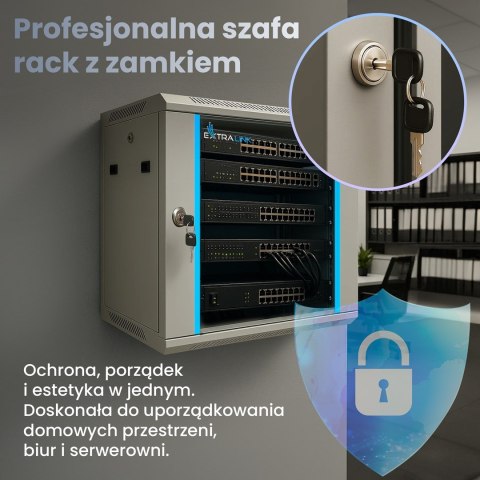 Extralink Szafa rack 4U 600x600 Szara montowana na ścianie