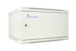 Extralink Szafa rack 6U 600x450 ASP Szara montowana na ścianie, drzwi blaszane pełne
