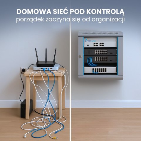 Extralink Szafa rack 6U 600x450 Szara montowana na ścianie