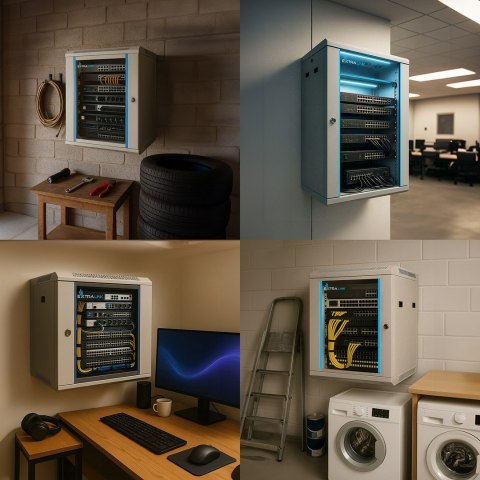 Extralink Szafa rack 6U 600x450 Szara montowana na ścianie