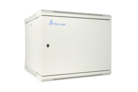 Extralink Szafa rack 9U 600x600 ASP Szara montowana na ścianie, drzwi blaszane pełne