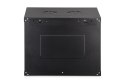 Szafa sieciowa wisząca DYNAmic 19" 9U rack 600x450, drzwi szyba, czarny, niedzielona, złożona, 60kg