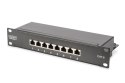 Zestaw sieciowy 10 cali: szafa wisząca 9U, półka, listwa zasilająca, 8-port switch, panel kat.6, czarny