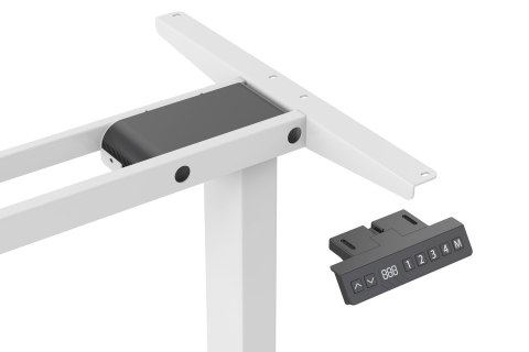 Stelaż pod biurko z elektryczną regulacją wysokości do blatów max. 200cm, kształt litery L, biały
