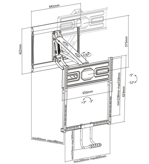 Uchwyt ścienny do telewizora 43"-50"/35kg 1TFT 4Gelenke pull-down schwarz