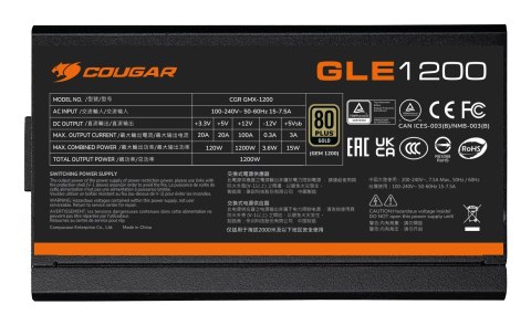 COUGAR CGR GLE-1000 moduł zasilaczy 1000 W 20+4 pin ATX ATX Czarny