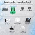 Extralink Gigabit PoE Injector 8 Portowy Aktywny, 8 portów Gigabit 802.3at/af, Mode A