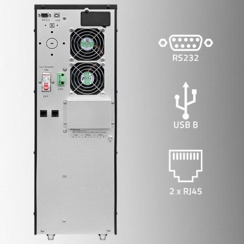Qoltec Zasilacz awaryjny UPS | 6kVA | 6000W | Power Factor 1.0 | LCD | EPO | USB | On-line