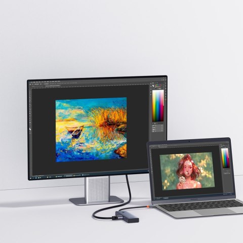 HUB Rozdzielacz 5w1 USB-C do HDMI USB-A USB-C PD 4K - szary