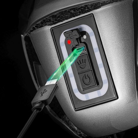 Kask rowerowy ze zintegrowanym oświetleniem wielokierunkowym USB-C 57-61 cm - czarny