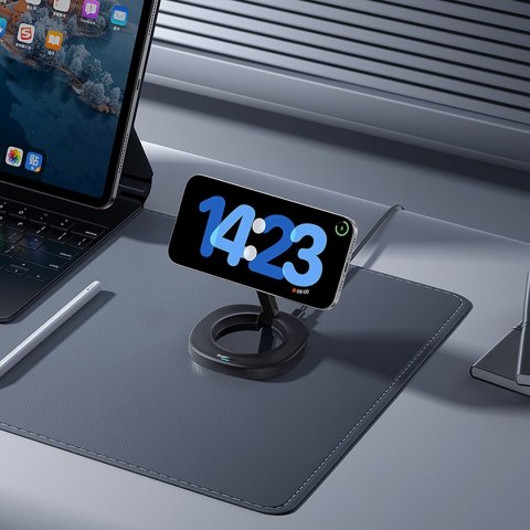 Ładowarka indukcyjna składana 15W z ładowarką sieciową 20W kablem USB-C - czarna