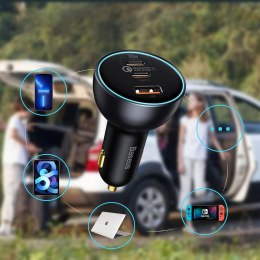 Ładowarka samochodowa z technologią Qualcomm Quick Charge 5 USB-C USB-A 160W - szara