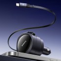 Ładowarka samochodowa ze zwijanymi kablami USB-C iPhone Lightning 60W - czarna