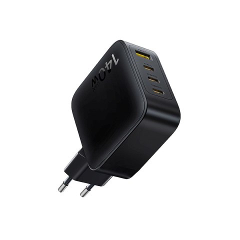 Ładowarka sieciowa 3x USB-C USB-A GaN 140W - czarna