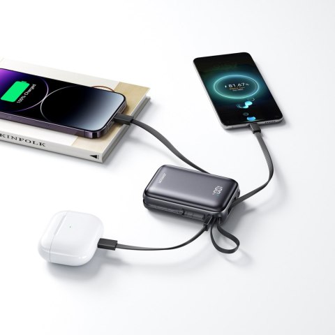 Powerbank 20000mAh 22.5W USB-C z podwójnym kablem - czarny