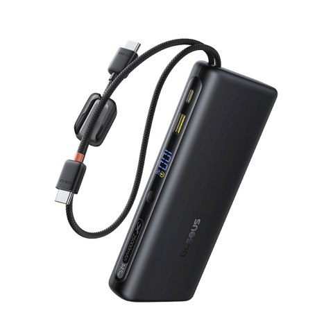 Powerbank 25000mAh 145W z wyświetlaczem wbudowanymi kablami USB-C - czarny