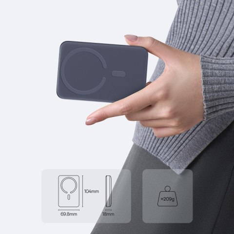 Powerbank magnetyczny 10000mAh 22.5W EnerFill FM11 MagSafe z kablem USB-C - ciemnoszary