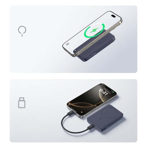 Powerbank magnetyczny 10000mAh 22.5W EnerFill FM11 MagSafe z kablem USB-C - ciemnoszary