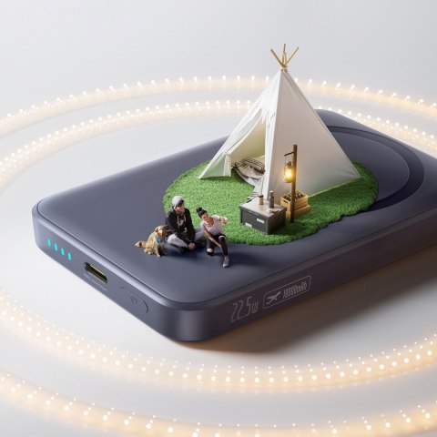 Powerbank magnetyczny 10000mAh 22.5W EnerFill FM11 MagSafe z kablem USB-C - ciemnoszary