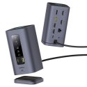 Stacja dokująca HUB 11w1 USB-C USB-A HDMI RJ45 Minijack 3.5mm - szara