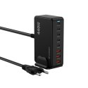Stacja ładująca biurkowa 3x USB-A 5x USB-C GaN QC3 440W - czarna