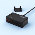 Stacja ładująca biurkowa 3x USB-A 5x USB-C GaN QC3 440W - czarna