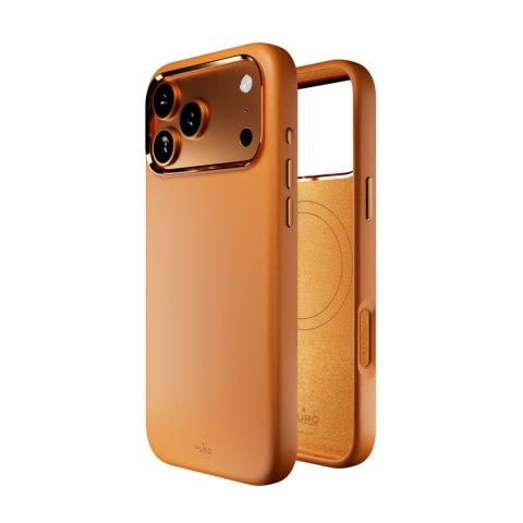 Etui silikonowe z ochroną aparatu i aluminiowymi przyciskami na iPhone 17 Pro Max MagSafe - pomarańczowe