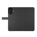 Etui z ekoskóry 2w1 z klapką i portfelem do iPhone 16 Wallet Detachable MagSafe - czarne