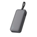 Powerbank 20000mAh USB-A USB-C ze zintegrowanym kablem 40W - szary